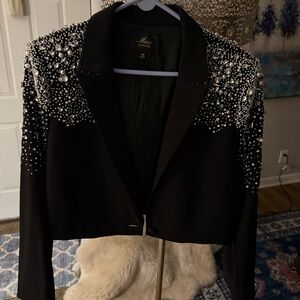 Muse by Marchesa Black and White Embellished Blazer